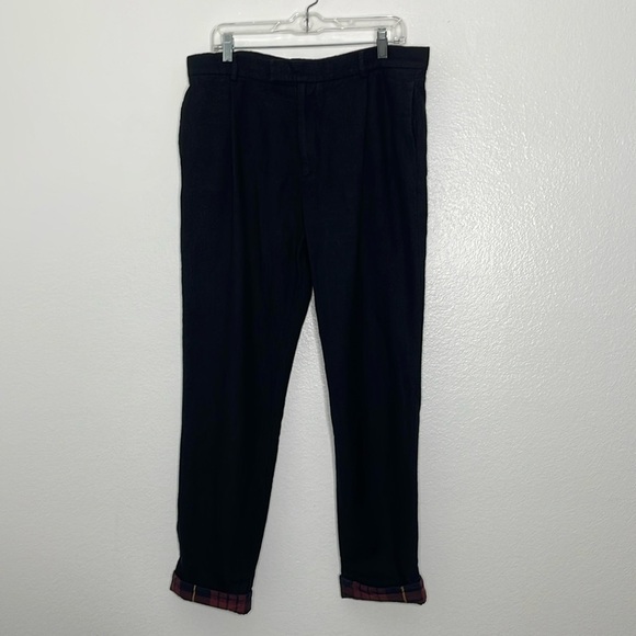 Alexander McQueen Mens Black Wool Linen Blend Cuffed Pants IT Size 52 US 36